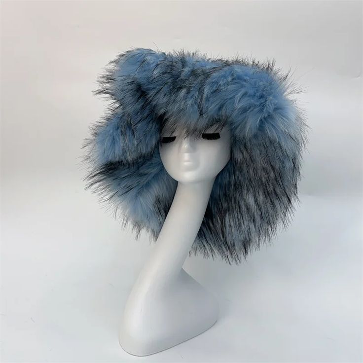 Scene: party Material: Fur Wide Brim Winter Party Hat, Winter Party Hats With Short Brim, Brimmed Blue Mini Hats For Winter, Adjustable Blue Winter Mini Hat, Adjustable Blue Mini Hat For Winter, Trendy Adjustable Winter Costume Hats And Headpieces, Adjustable Blue Mini Winter Hats, Adjustable Mini Hats For Winter Party, Adjustable Mini Hats For Party In Winter