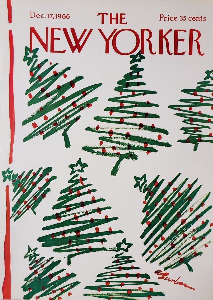 the new yorker magazine cover with christmas trees drawn on it's front page