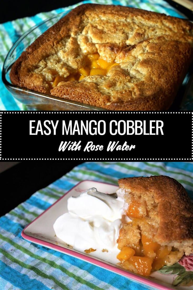 an easy mango cobbler with ice cream