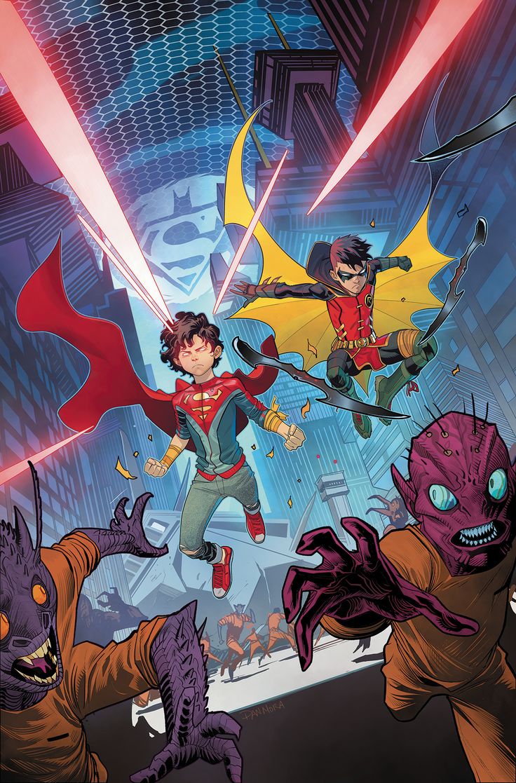 ADVENTURES OF THE SUPER SONS. Robin. Damian Wayne. Superboy. Jonathan Kent. Dan Mora, Jonathan Kent, Super Sons, Ragnarok Anime, Arte Nerd, Super Adventure, Arte Dc Comics, Dc Comics Artwork, Damian Wayne