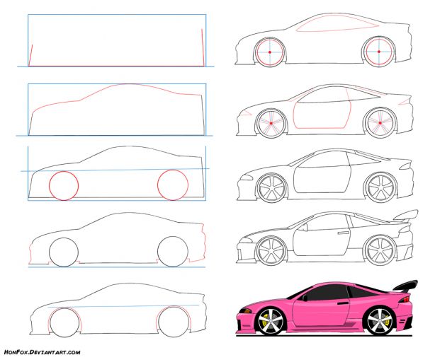 how to draw a sports car step by step