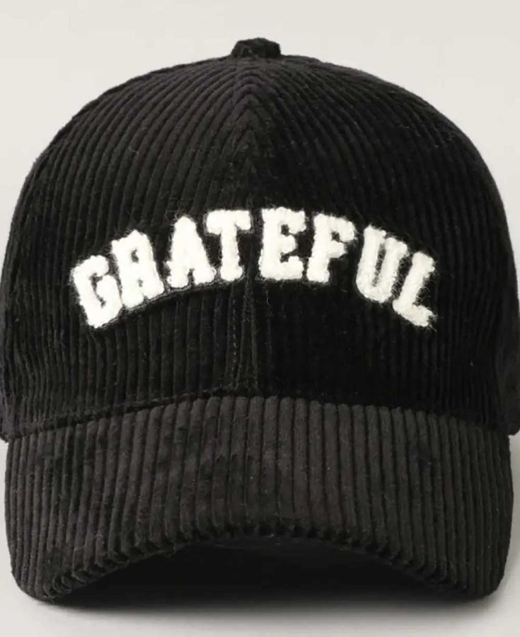 Through gratitude, we generate contentment. This classic velvety textured corduroy cap gets you there with a mindful inscription for cultivating an appreciation for the gifts in our lives. Embroidered cap (3D puff embroidery) " Grateful " lettering Classic 6 panels baseball cap Pre-curved visor One size fits the most - Puff Embroidery, Buddha Groove, Corduroy Cap, Embroidery Caps, Embroidered Cap, Personalized Baseballs, Hat Embroidery, Embroidered Baseball Caps, Embroidered Caps