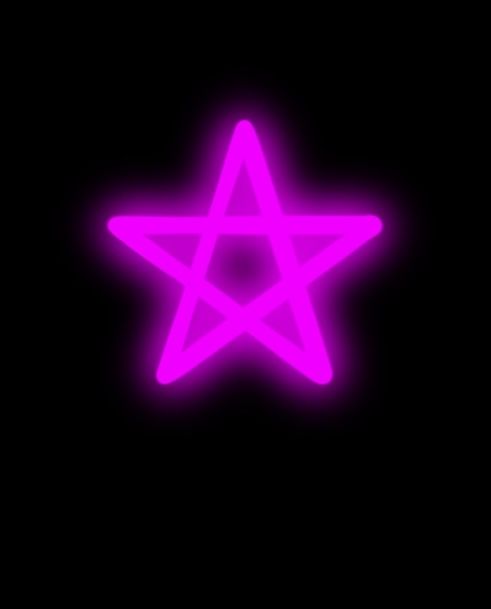 a neon purple star on a black background