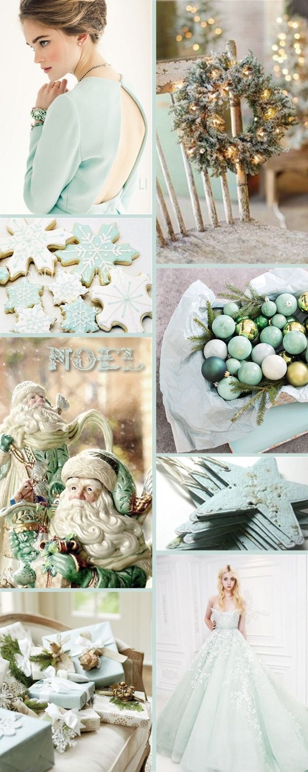 a collage of photos with some green and white decorations