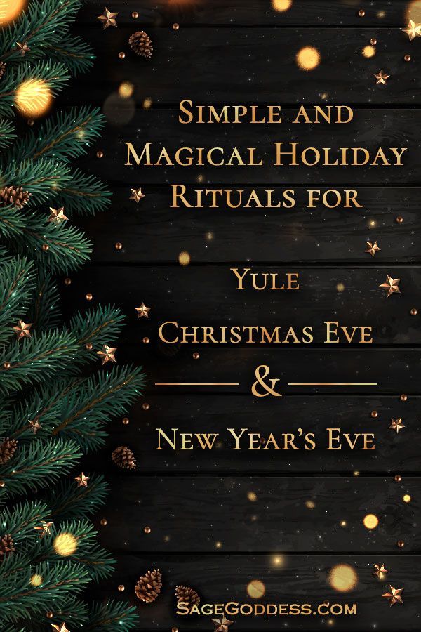 a christmas card with the words simple and magic holiday rituals for yule christmas eve and new year's eve