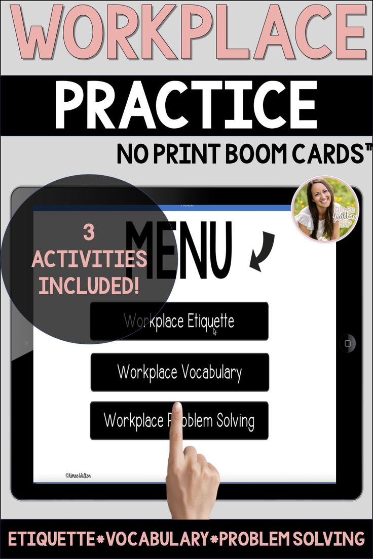 a poster with the words, work place practice no print boom cards and an image of a