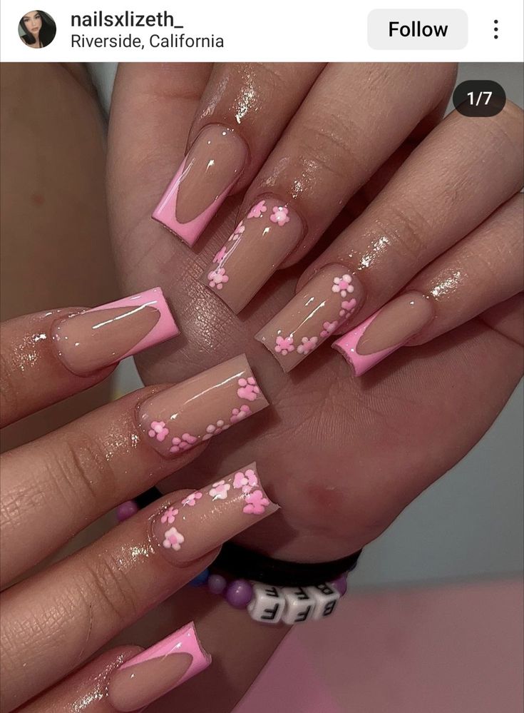 Holiday Acrylic Nails, Nails Gel Nails, Spring Acrylic Nails, Nail Tutorial, Colored Acrylic Nails, Summery Nails, Girly Acrylic Nails, Blush Nails, Short Square Acrylic Nails