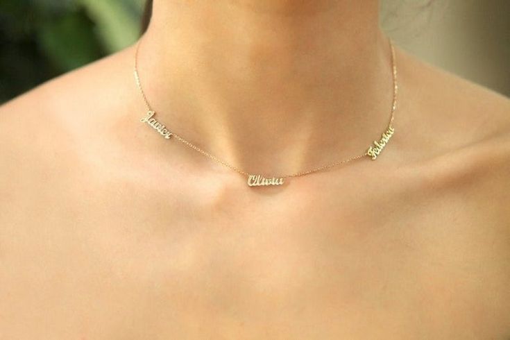 14k Gold Three Names Necklace Name Necklace Multiple Name | Etsy Ella Necklace, Personalized Gold Jewelry, Names Necklace, Diamond Circle Necklace, Floating Diamond Necklace, Name Necklace Silver, Name Necklace Gold, Diamond Initial Necklace, Dainty Diamond Necklace