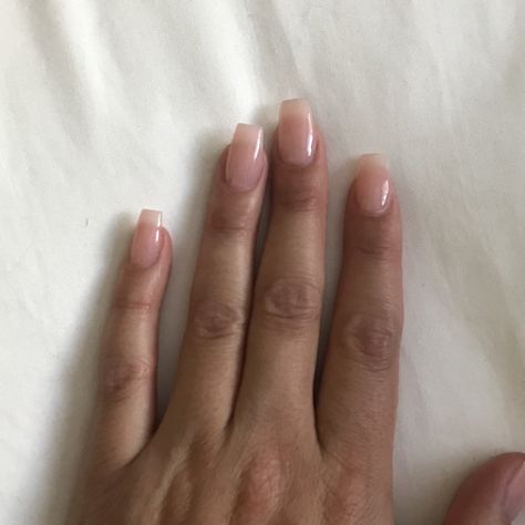 Very Natural Acrylic Nails, Nails For Private School, Clear Round Nails, Fake Nails That Look Natural, Nail Ideas Short Natural, Private School Nails, Squared Oval Acrylic Nails, Clear Nails Square, Natural Acrylic Nails Coffin