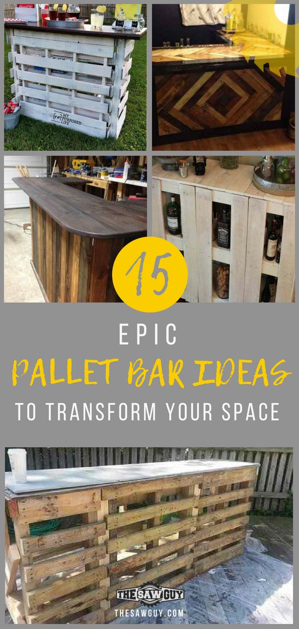 pallet furniture made out of wooden crates with text overlay that reads 15 epic pallet - backed ideas to transform your space