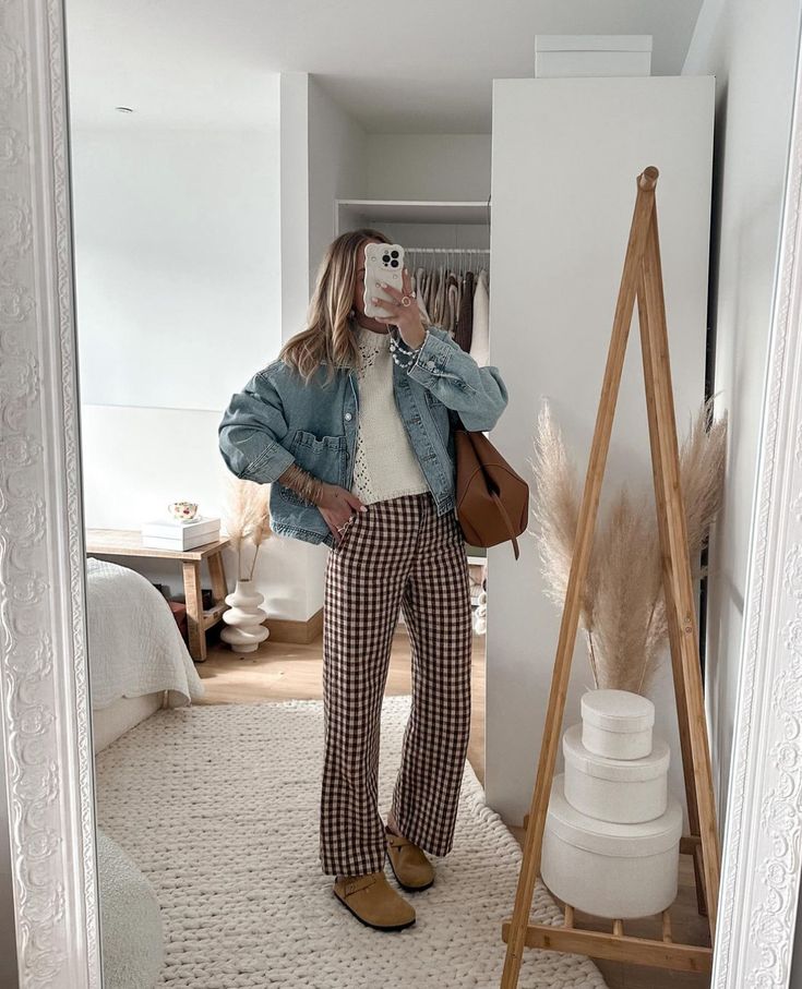 Fall Church Outfit 2024, How To Style Gingham Pants, Millennial Fall Fashion, Outfits With Black Straight Leg Jeans, Orchard Outfit Summer, Work Outfit Inspo Fall, Photoshoot Fall Outfits, October Fest Outfit Casual, Fall Transition Outfits Work