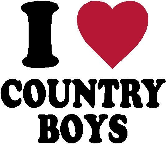 the words i love country boys are in black and red with a heart on it