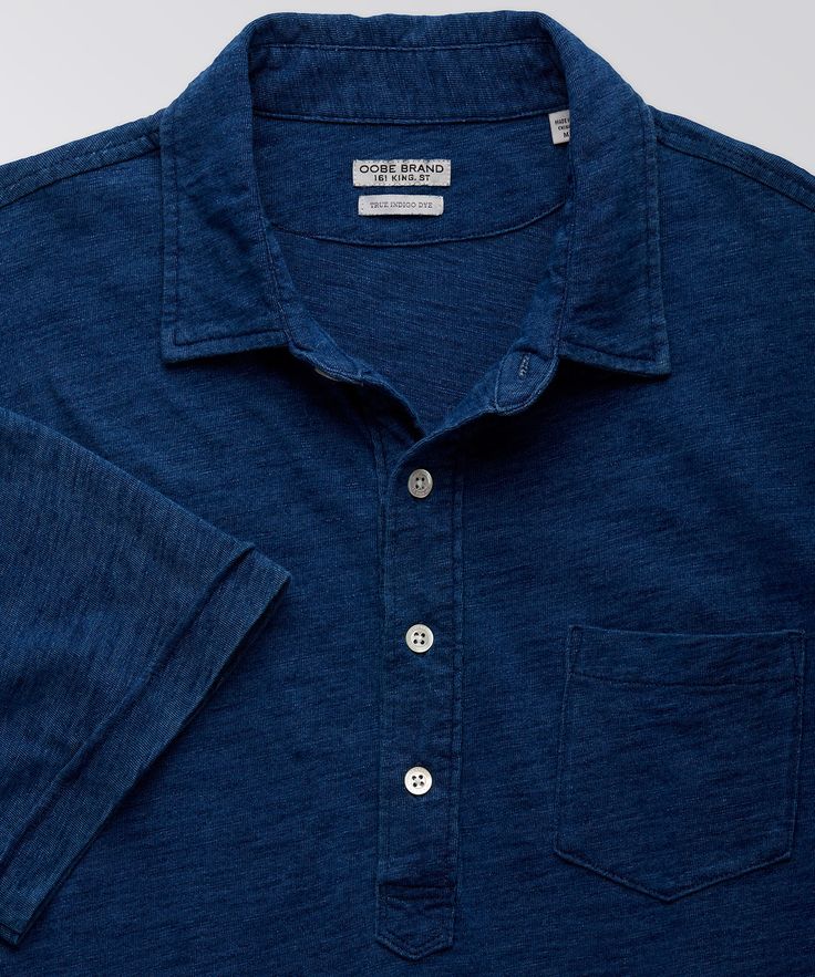 The essential Avedon Polo is crafted from soft and substantial cotton. The slub jersey fabric is indigo-dyed for added interest. With a deep four-button placket, chest pocket and a roomy fit, it's a dressed-down, broken-in take on the classic polo that offers rare comfort. This garment is dyed with indigo. Learn more. Cotton Slub Jersey Split hem Signature flag label Machine wash separately Imported Denim Polo, Stylish Men Casual, Label Machine, Indigo Dye, Indigo Blue, Split Hem, Dressed Down, Stylish Men, Button Placket