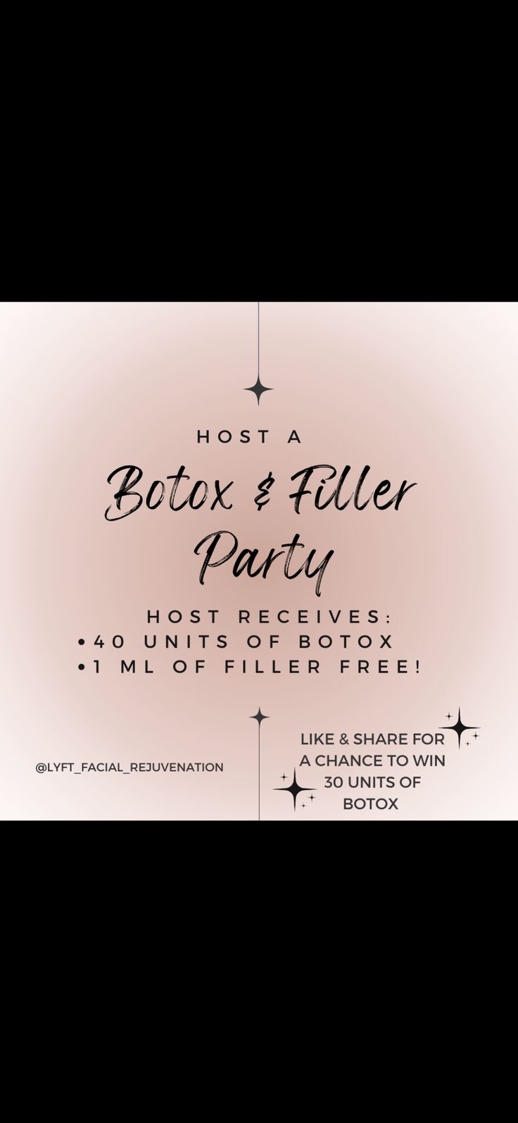 an event ticket with the words botox and filler party