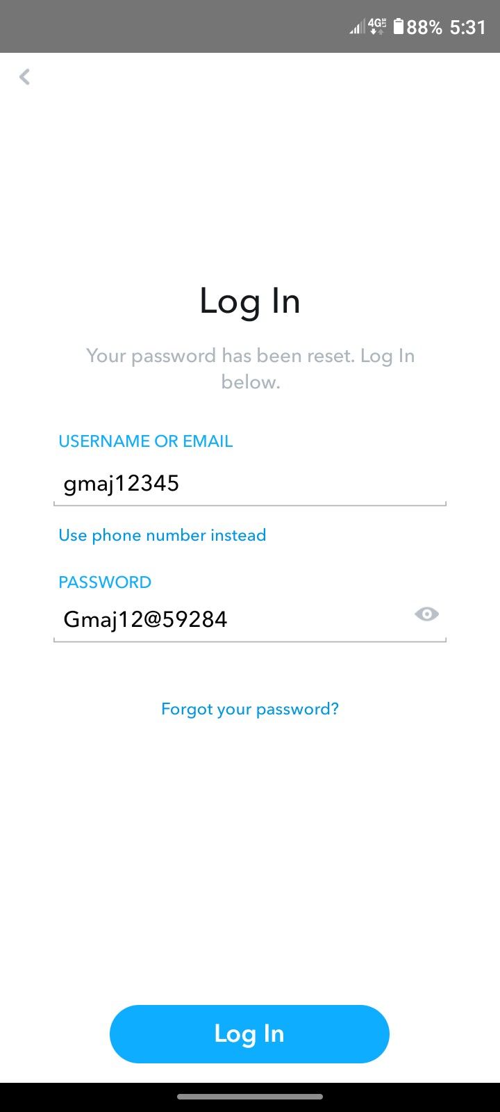 the log in screen on an iphone or ipad, with text that reads log in