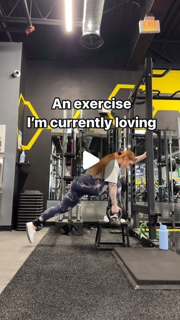 a woman doing an exercise on a bench in a gym with the caption that reads, an exercise i'm currently loving