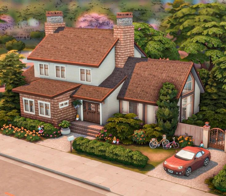 an artist's rendering of a house with a car parked in the driveway