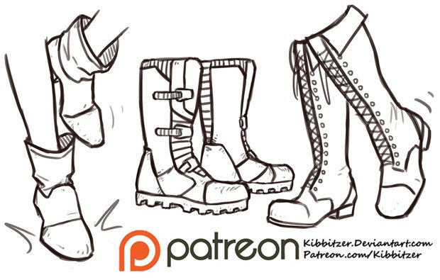 three different types of boots are shown in this hand - drawn drawing, with the words paragon written below them