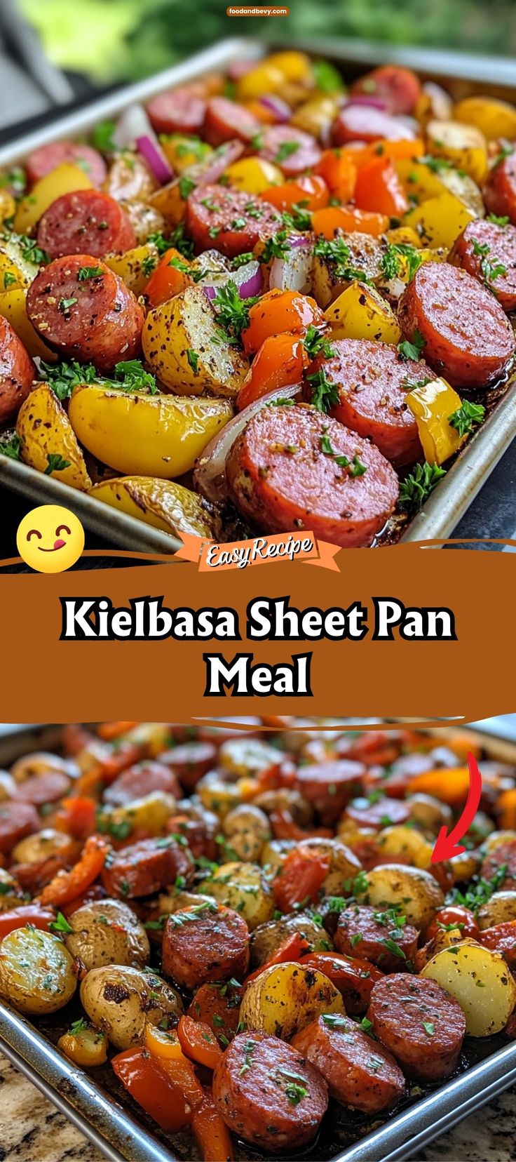 Kielbasa Sheet Pan Meal Easy Family Sheet Pan Meals, Sheet Pan Meals With Sausage, Easy Bake Sheet Meals, Kielbasa And Roasted Vegetables, Dinner Recipe With Kielbasa, Deer Kielbasa Recipes, Kielbasa Veggie Sheet Pan Dinner, One Pan Sausage Dinner, Kielbasa Sheet Pan Meal