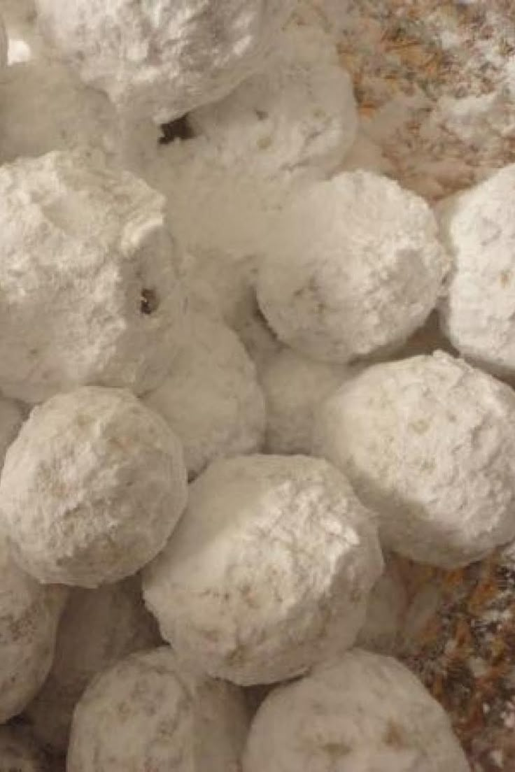 snowballs are piled on top of each other