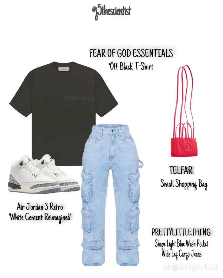 Essentials Shirt Outfit Black Women, School Fits Highschool Casual, Jordan 3 Hide N Seek Outfits, Jordan 3s Outfit Women, Trendy Outfits Black Women, Essentials Shirt, Cute Highschool Outfits, Teen Swag Outfits, Mode Zara