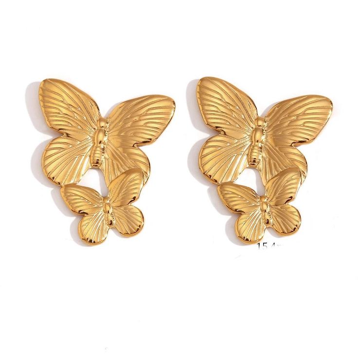 Large Gold Butterfly Earrings. Gold Butterfly Earrings, Butterfly Earrings Gold, Ear Stack, Butterfly Wing, New Years Sales, Gold Butterfly, Large Earrings, Butterfly Earrings, Butterfly Wings