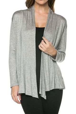 Rayon Span Open Long Sleeve Cardigan (Heather Gray) – Niobe Clothing Everyday Cardigan, Long Duster, Soft Clothes, Irregular Hem, Next Fashion, Bamboo Fabric, Sleeve Cardigan, Classic Outfits, Long Sleeve Cardigan