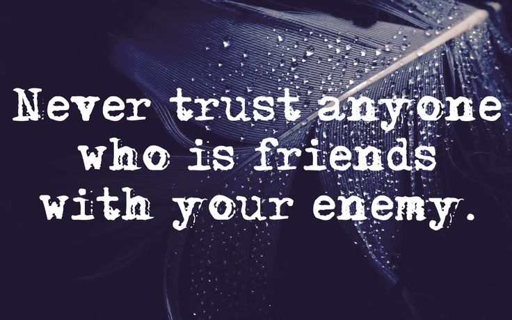 a feather with the words never trust anyone who is friends with your enemy