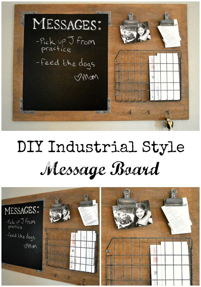 the diy industrial style message board is made from wood and wire