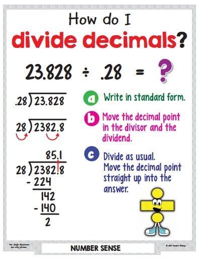 a poster showing how to divide numbers