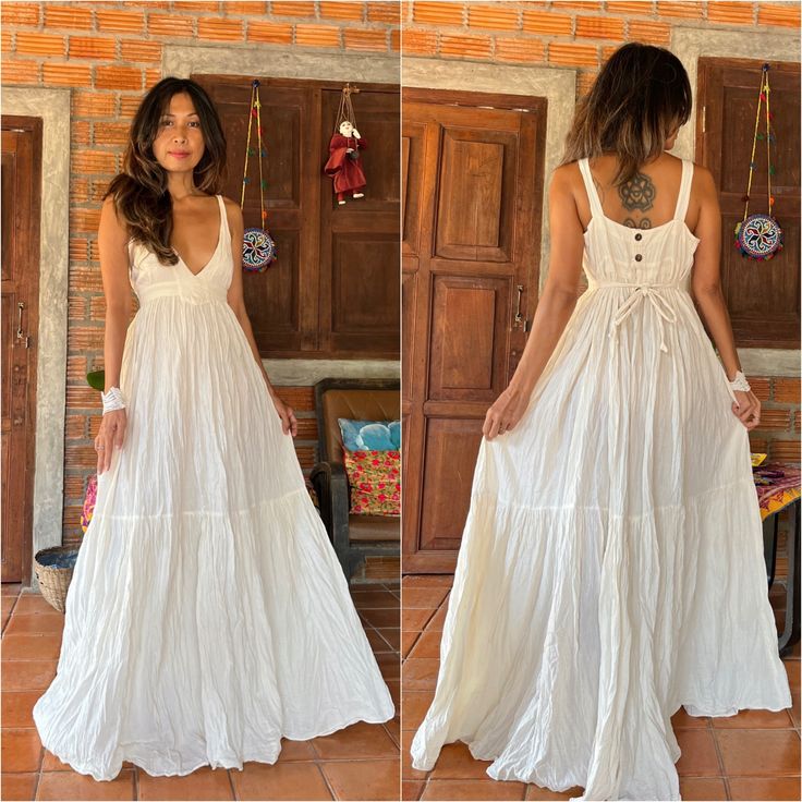 Off White Maxi Dress, Maxi Dress Beach, Wedding Dress Boho, Wedding Dress Flowy, Pregnant Wedding Dress, Deep V Neck Dress, White Boho Dress, Dress Maternity, White Maxi Dress