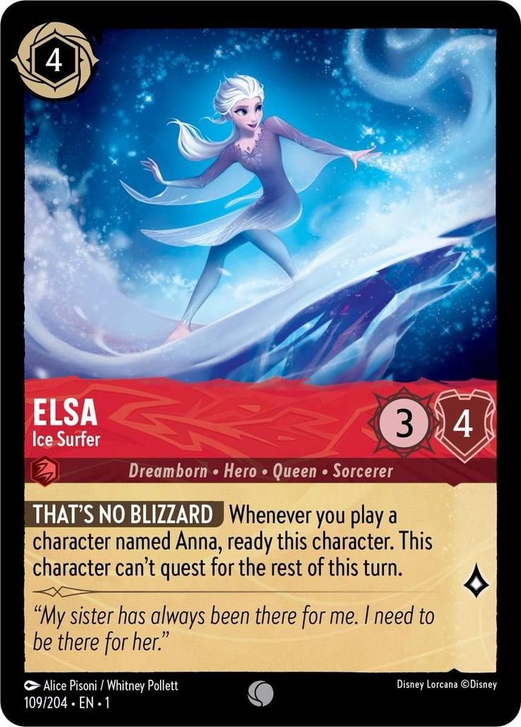 a card with an image of the character frozen queen