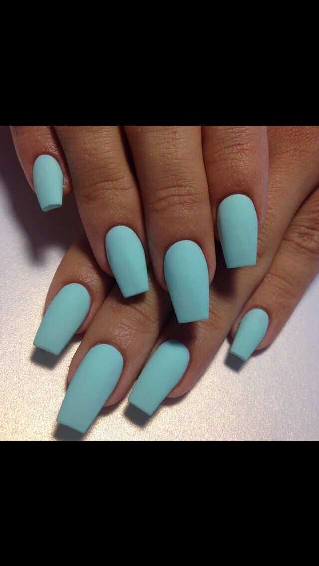 Soft turquoise acrylic matte nails. Nails Turquoise, Matte Nail Colors, Short Oval Nails, Matte Acrylic Nails, Aqua Nails, Nail Tip Designs, Turquoise Nails, Blue Acrylic Nails, Her Nails