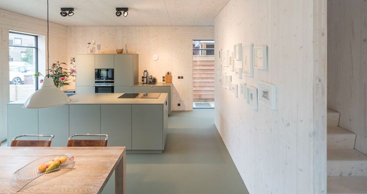 the kitchen is clean and ready to be used as a living room or dining area