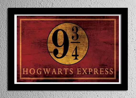 the hogwart's express logo is shown in red and gold on a wooden background