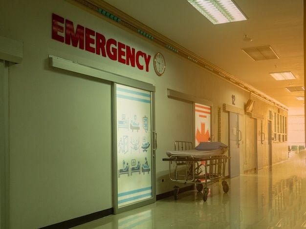 the emergency room is empty and ready for someone to use it as an ambulance station