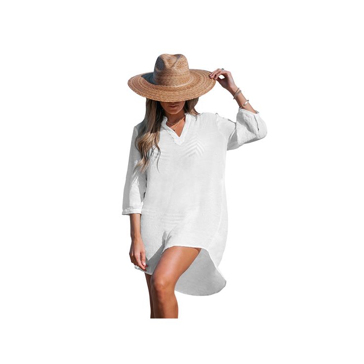 Whether your on the beach or relaxing poolside, you'll be extra stylish in this Women's CUPSHE V-Neck Cover-Up Dress. Click on this WOMEN'S GUIDE to find the perfect fit and more! Whether your on the beach or relaxing poolside, you'll be extra stylish in this Women's CUPSHE V-Neck Cover-Up Dress. Click on this WOMEN'S GUIDE to find the perfect fit and more! FEATURES Pullover styling 3/4-length sleeves V-neckFIT & SIZING 33 3/4-in. length from shoulder to hemFABRIC & CARE Rayon, polyester Rayon, Casual V-neck Swimwear For Pool, Summer V-neck Swimwear For Spring, Beachy V-neck Cover-up With Relaxed Fit, Casual White V-neck Swimwear, Casual White Beach Dress For Poolside, White Swimwear For Beach In Warm Weather, Casual Pool Cover-up, White Beach Cover-up With Upf 50+, Spring V-neck Pool Cover-up