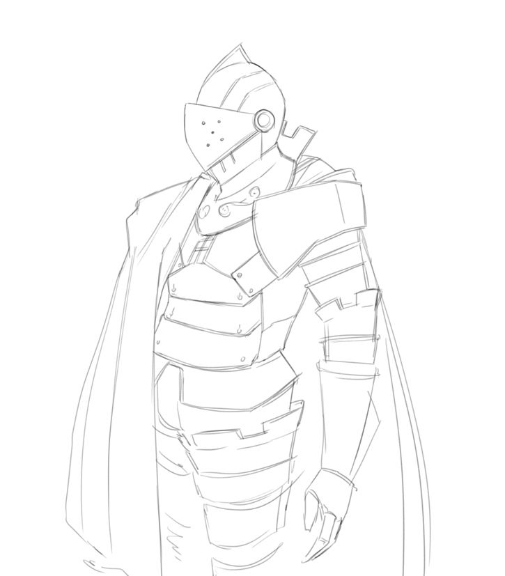 a drawing of a man in armor