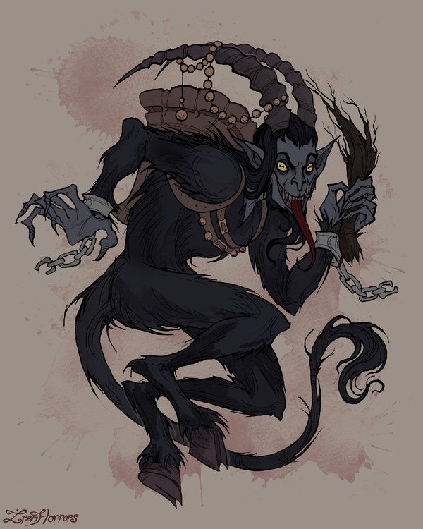 a drawing of a demon with horns on it's head