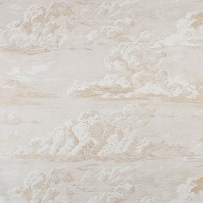 an old wallpaper with clouds on it in beige and white colors, as well as the sky