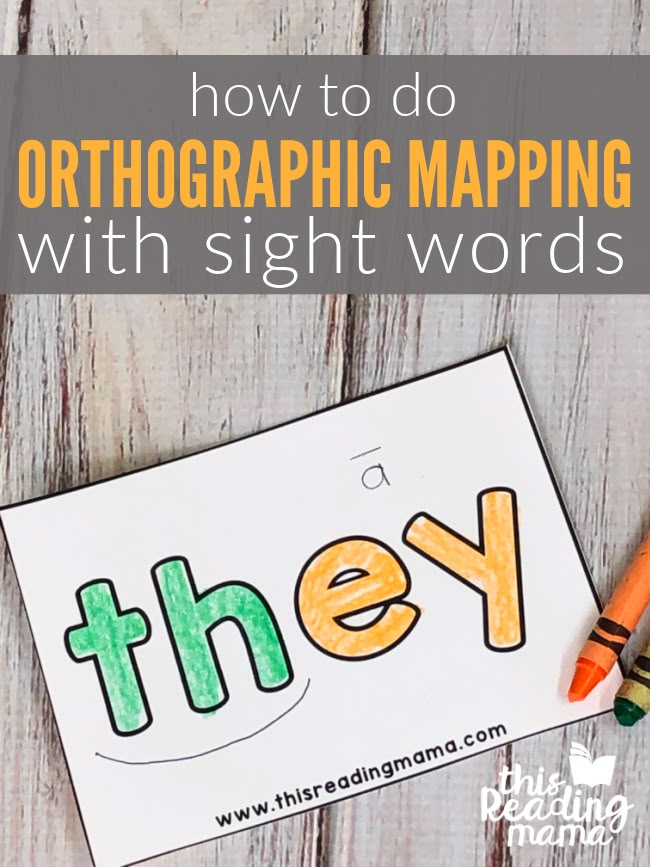 an orthogaphic map with sight words and crayons on the table