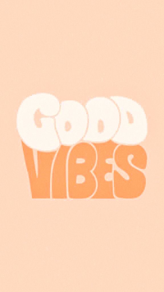 the words good vibes written in orange and white on a pink background with an orange cupcake