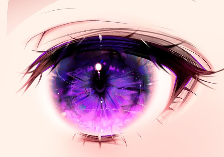 an eye is shown with purple and blue colors