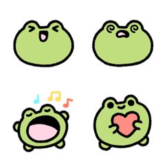 the froggy faces have different expressions on their faces, including one with a heart