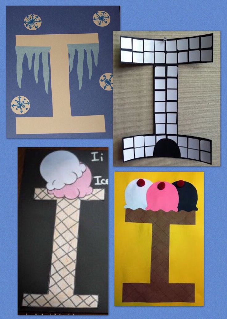 four different pictures with ice cream on them and one is made out of construction paper