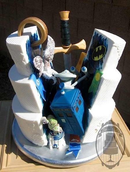 a cake made to look like a doctor who is in the bathroom