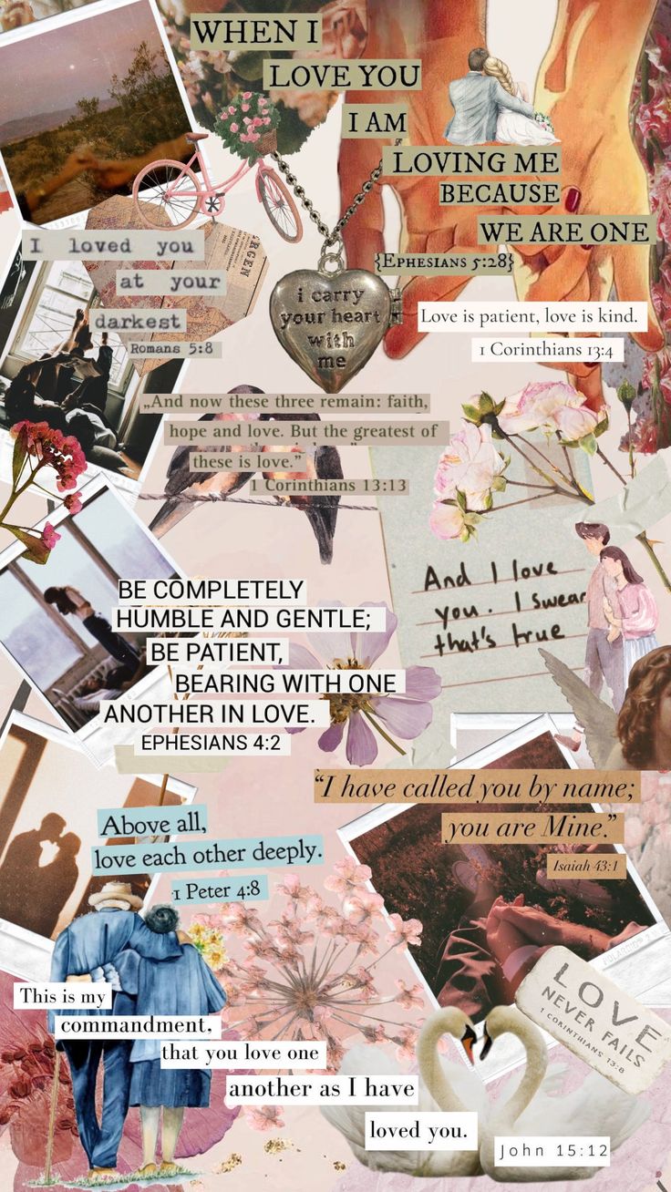 the collage has many different pictures and words on it's side, including one with