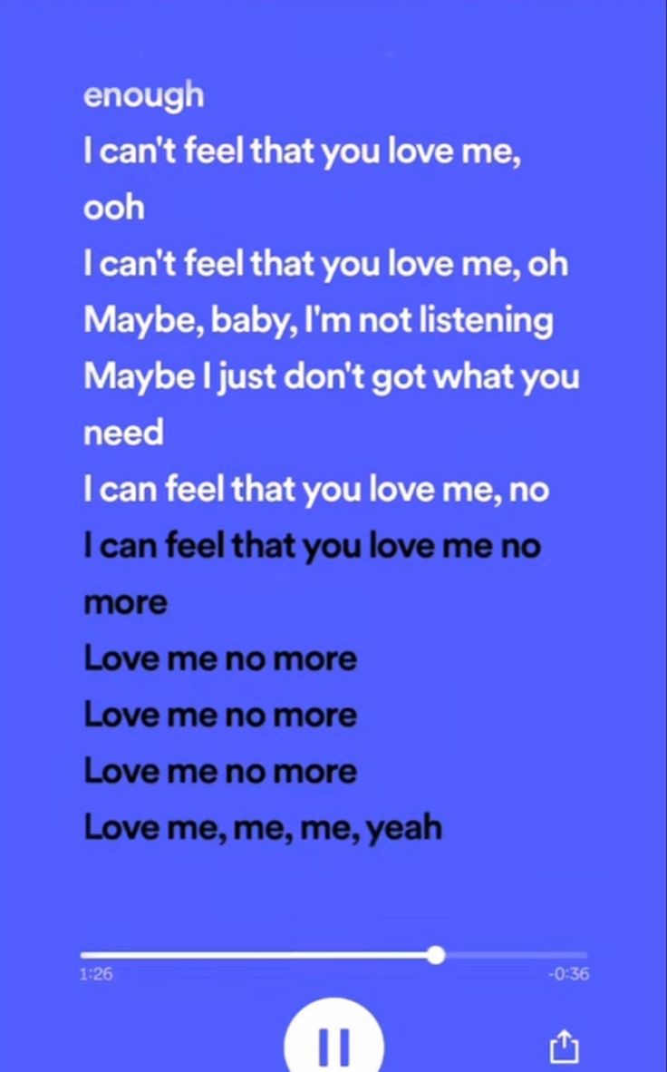 a blue background with the words i can't feel that you love me