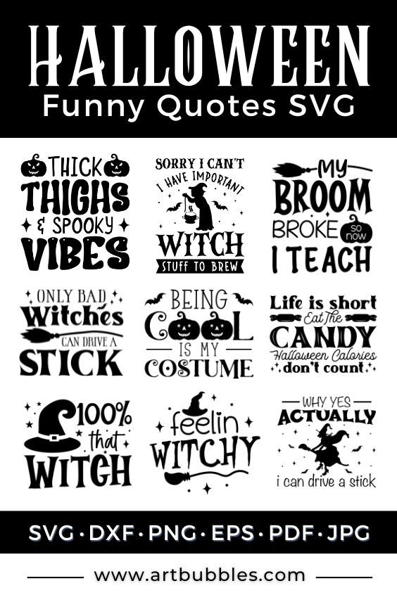 halloween funny quotes svg bundle