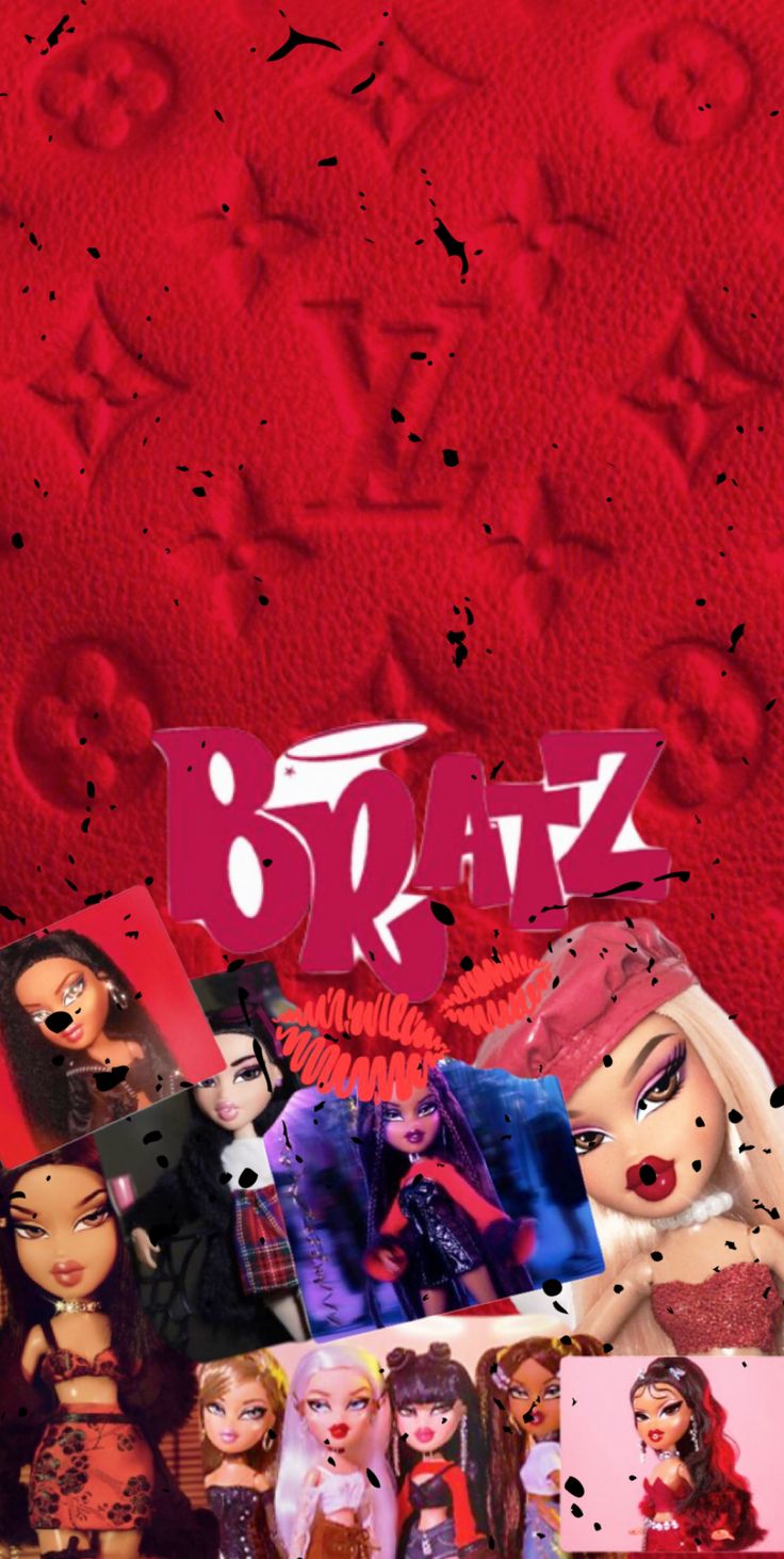 a collage of barbie dolls with the word bratz on it's side